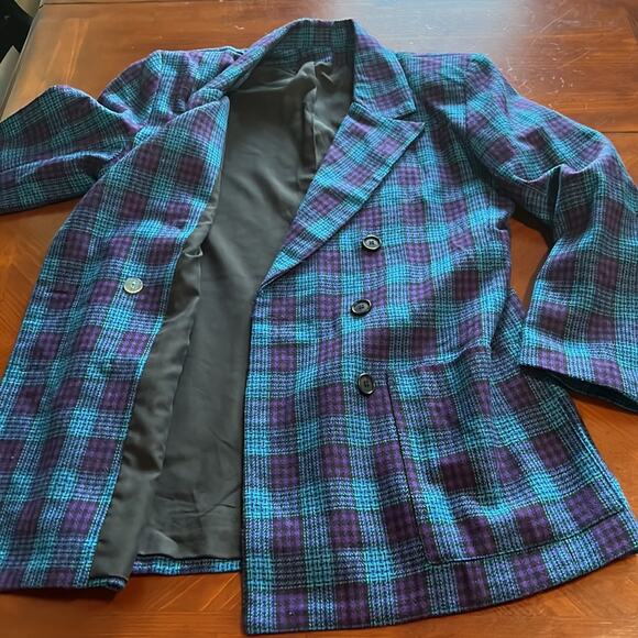 Vintage Handmade Pendleton Wool Plaid Blazer 90's Size 10 Double Breasted - Picture 8 of 8